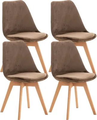 Produktbild von 4er Set Stuhl Linares Samt dunkelbraun