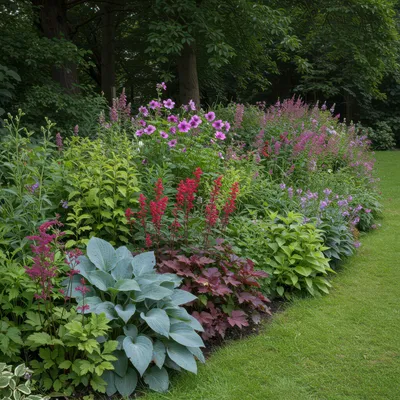 Image de Green boutiQ - Kit de bordure - Ombre - 24 plantes vivaces - 3 m² - Couleurs variées - Peu d'entretien - Pot de 11 cm