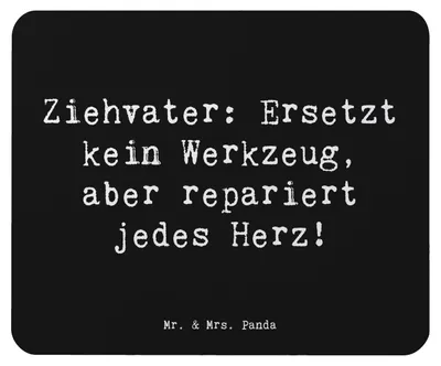 Produktbild von Mr. & Mrs. Panda Mauspad Spruch Ziehvater Herzreparatur - Schwarz - Geschenk, mousematte, Familie, Mentor, Familienmitglied, pc mousepad, Liebe, Adoptivvater, Mouse Pad