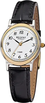 Produktbild von Regent Damen-Armbanduhr schwarz Analog F-014 Leder-Armband D2URF014