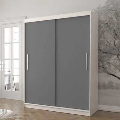 Image de Armoire à portes coulissantes Armoire 150 cm blanc/gris sans miroir Vista 04