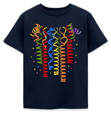 Produktbild von Spreadshirt Karneval Konfetti Luftschlangen Outfit Kinder T-Shirt, 110/116 (5-6 Jahre), Navy