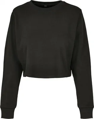 Produktbild von Build Your Brand BY131 | Daman Sweat Terry Cropped Crew, bauchfreies Shirt - Farbe: Black - Größe: L