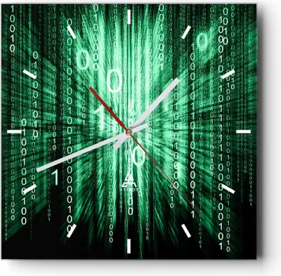 Produktbild von Wanduhr - Quadrat - Glasuhr - Abstrakt zusammenfassungszahlen - 40x40cm - Schleichendes Uhrwerk - Lautlos - zum Aufhängen bereit - Dekoration Modern - Wanddekoration aus Glas - C3AC40x40-2290