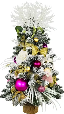 Zdjęcie produktu dla Ozdobiona sztuczna choinka PINK DECORATION 60 cm z oświetleniem LED W KWIATACH