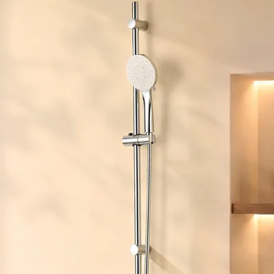 Immagine prodotto di Sistema doccia in acciaio inossidabile da 90 cm, con soffione a 6 funzioni e tubo flessibile