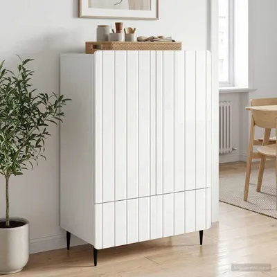 Immagine prodotto di Maison Exclusive - Credenza bianca lucida 66 x 34,5 x 97 cm in materiale derivato dal legno