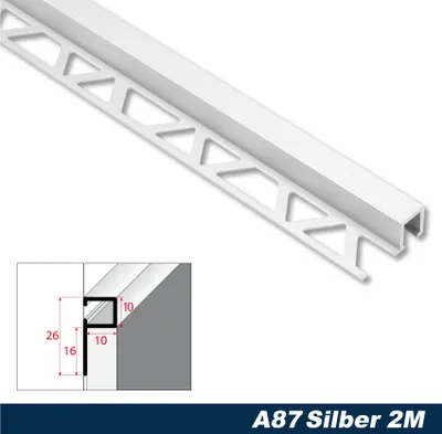 Produktbild von Effector Fliesenschiene aus eloxiertem Aluminium - Fliesenkanten Schutz - (Quadratprofil silber) Übergangsprofil Ausgleichsleiste Kantenfugen Design