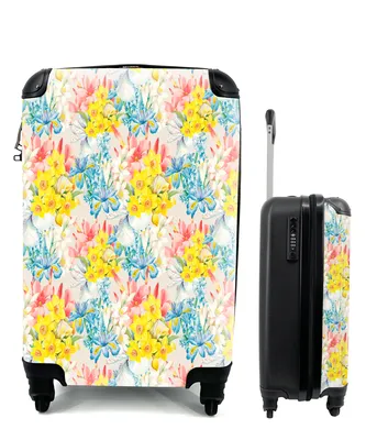Produktbild von MuchoWow® Koffer Handgepäck Trolley Rollkoffer Kleine Reisekoffer mit 4 Rollen - Blumen - Collage - Natur - Cabin Size < 55x40x23 cm & 55x40x20 cm - Fotokoffer - Kabinenkoffer - Boardgepäck - Reise-Box - Reisekoffer - Reisegepäck - Koffer mit Bild - Trolley für Kinder