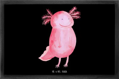 Produktbild von Mr. & Mrs. Panda fußmatte Axolotl Glücklich 60 x 90 cm - Schwarz - Geschenk, Lurch, Schmutzmatte, Eingangsteppich, Schwanzlurch, Gummimatte, Bodenvorleger, Motivation