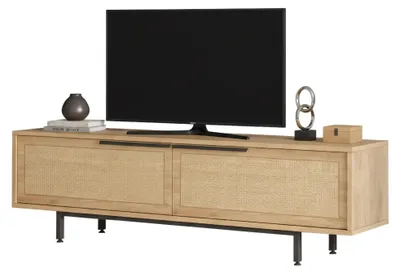 Image de Moimacco - Meuble TV, 160x36x45h cm Noyer Marron, 2 Portes