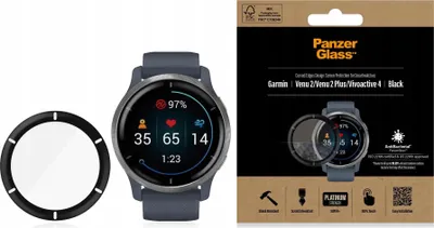 Produktbild von PanzerGlass ® Displayschutz Garmin Venu 2 | Vivoactive 4, Garmin, Garmin - Venu 2, Garmin - Venu 2 Plus, Garmin - Vivoactive 4, Trockene Anwendung, Kratzresistent, Schockresistent, Antibakteriell, Transparent, 1 Stück(e)