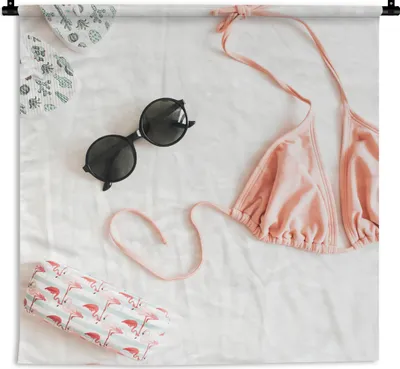 Produktbild von MuchoWow® Wandteppich Wandbehang Sommer - Bikini - Sonnenbrille 150x150 cm Tapisserie Dekoration Wandtuch - Wohnaccessoires - Modernes