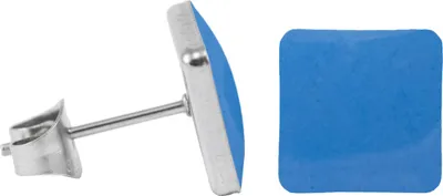 Produktbild von Chirurgenstahl Ohrstecker Emaille Quadrat Farbe - Hellblau Größe - 9 mm