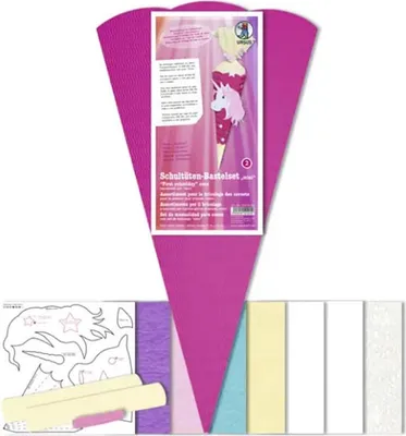 Produktbild von Ursus Schultüte Bastelset Mini Einhorn, sechseckig, Höhe 41 cm, Durchmesser 15 cm, inklusive Bastelanleitung