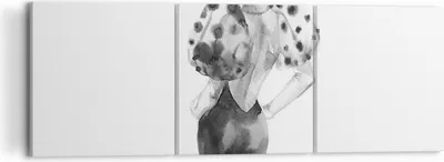 Produktbild von Bild auf Leinwand - Leinwandbild - 3 Teile - Frau Aquarell Schwarz - 120x40cm - Wand Bild - Wanddeko - Wandbilder - Leinwanddruck - Bilder - Wanddekoration - Leinwand bilder - Wandbild - CA120x40-4805