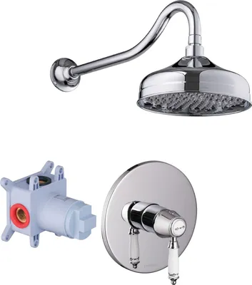 Zdjęcie produktu dla PaulGurkes zestaw prysznicowy retro z ceramiczną deszczownicą w komplecie