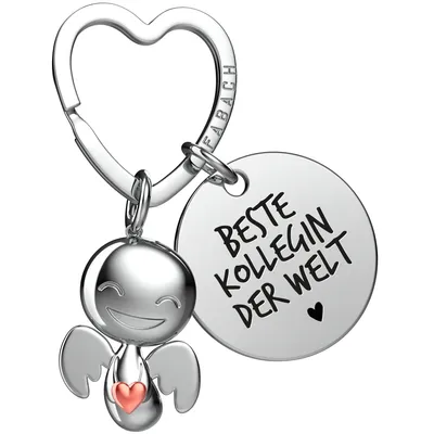 Produktbild von FABACH Beste Kollegin Schutzengel Schlüsselanhänger mit Herz und Gravur – Engel Glücksbringer mit Botschaft Abschiedsgeschenk für Arbeitskollegin