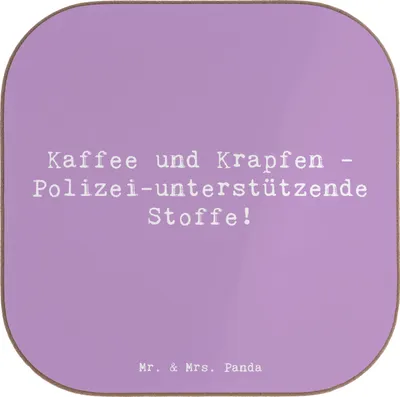 Produktbild von Mr. & Mrs. Panda Untersetzer für Gläser Spruch Polizist Kaffee Krapfen - Lavendeltraum - Geschenk, Tasse, gläseruntersetzer, Beruf, Coaster, kreative Geschenke, Notlage
