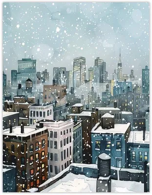 Produktbild von Unyqoos® Großes Wandposter 'Winterliches New York' – ungerahmter Kunstdruck auf dickem Kunstpapier, stimmungsvolles Wohnzimmerbild