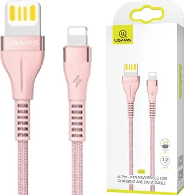 Zdjęcie produktu dla Usams Kabel Pleciony Do Lightning 1,2M 2A Fast Charging Różowy Do Iphone