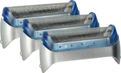 Produktbild von vhbw 3x Scherfolie kompatibel mit Braun 5730, 5734, 2878, 5733, CruZer3, 2874, CruZer1, 2876, 5732, CruZer2 Elektrorasierer + Rahmen, silber/blau