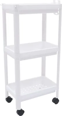 Zdjęcie produktu dla Wózek kuchenny – regał na kółkach – 3 poziomy – 4 kółka obracające się o 360° – tworzywo PP – 5 kg na półkę – 36×22,5×79,5 cm