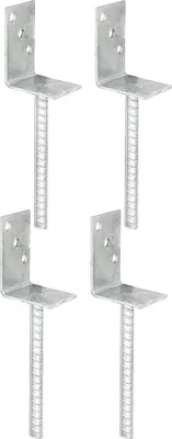 Zdjęcie produktu dla Wspornik słupka Alberts L | z kotwą do betonu ze stali falistej | ocynkowany ogniowo | szerokość 80 mm | długość stali falistej 200 mm | zestaw 4 szt