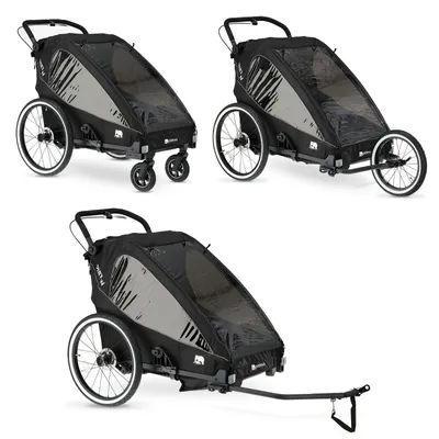 Zdjęcie produktu dla DERYAN Przyczepka Rowerowa V2 – Przyczepka Rowerowa dla 2 Dzieci – Wózek – Czarna