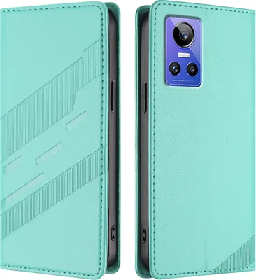 Produktbild von Hülle für Realme GT Neo 3, Kunstleder Brieftaschen Handyhülle mit Kartenfach und Standfunktion Türkis