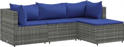 Produktbild von vidaXL 4-tlg. Garten-Lounge-Set mit Kissen Grau Poly Rattan