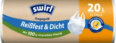 Produktbild von swirl Mülleimerbeutel mit Tragegriff weiß 20 Liter 20 Beutel