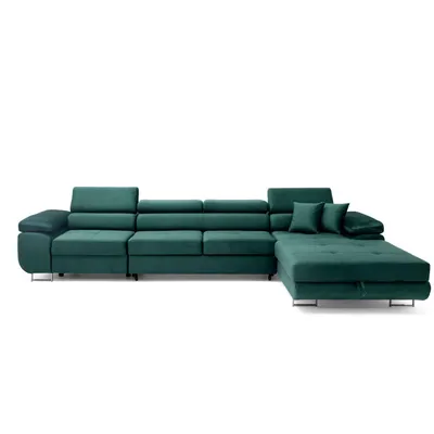 Produktbild von MUFFO Ecksofa ALONZO MAXI Rechts mit Schlaffunktion 125x195 Velours Grün