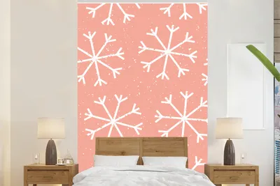 Produktbild von MuchoWow® Fototapete für Wohnzimmer oder Schlafzimmer Wandtapete Vinyl Motivtapete Schnee - Muster - Rosa - 225x350 cm - Schlafzimmer tapete