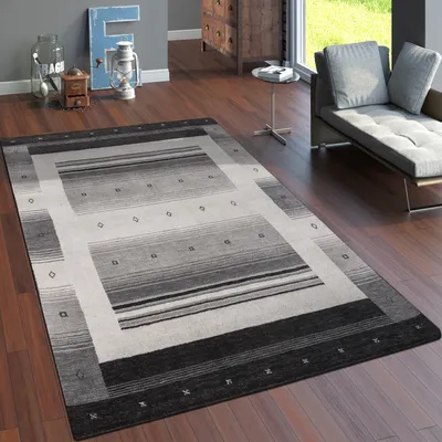 Produktbild von Teppich Wohnzimmer Kurzflor Ethno Design Geometrisch Handgearbeitet Gabbeh Grösse 80x150 cm