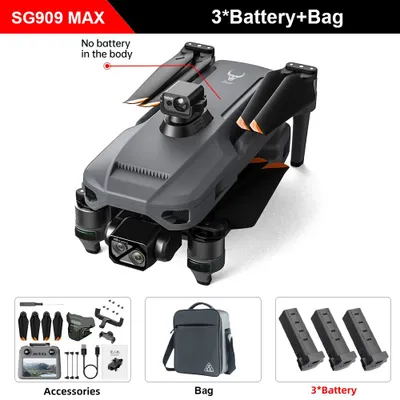 Image de Drone GPS - SG909 MAX 3B CB - Caméra 4K UHD - Stabilisateur à 3 axes - Portée de 6 000 mètres - Autonomie de plus de 30 minutes - Détection d'obstacles - Pliable