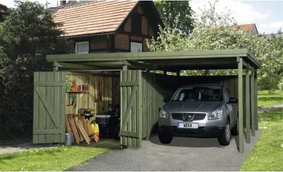 Produktbild von Einzelcarport weka A2 Gr. 3 inkl. Geräteraum 512x602 cm kesseldruckimprägniert