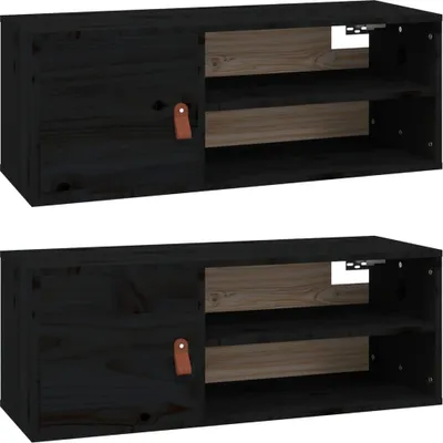 Obrázek produktu pro vidaXL Nástěnné skříňky 2 ks černé 80x30x30 cm Borovicový masiv