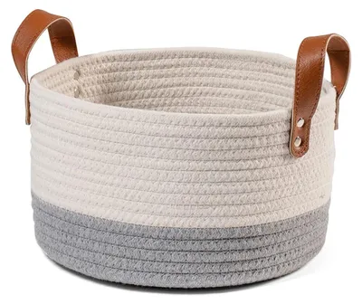 Image de H&h blanc/gris panier rond cm 30x18h