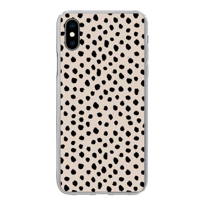 Produktbild von MuchoWow® Handyhülle Schutzhülle Hülle für iPhone Xs Polka dots - Schwarz - Beige Silikon Softcase Handy Hülle - Handytasche