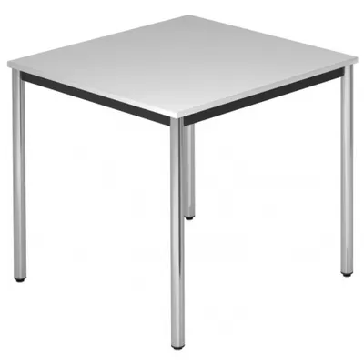 Zdjęcie produktu dla Stół konferencyjny z okrągłą rurą chrom Doran 80 x 80 cm szary