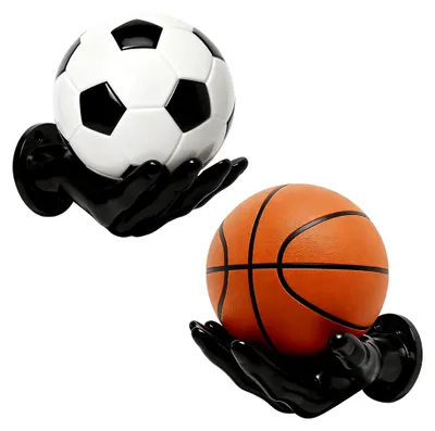 Produktbild von 2 Stück Wandhalterung für Basketball mit Schrauben und Nägeln zur Aufbewahrung von Fußbällen und Basketbällen