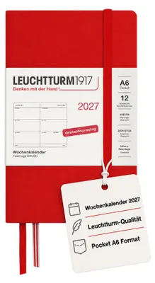 Produktbild von LEUCHTTURM1917 Wochenkalender 2027 Pocket (A6) - Deutsch, Cherry, Hardcover, 90
