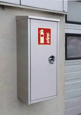 Produktbild von Feuerlöscherkasten für Innen & Außenbereich in Edelstahl BHT: 34x95x23cm.