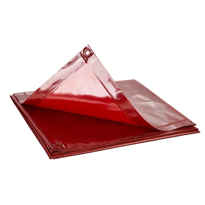 Obrázek produktu pro VEVOR svářečská zástěna, závěsná svářečská zástěna 1,8 x 1,8 m, nehořlavá vinylová ochranná svářečská zástěna s 6stupňovou UV ochranou a kovovými oky, přenosná pro dílnu/průmysl, červená barva