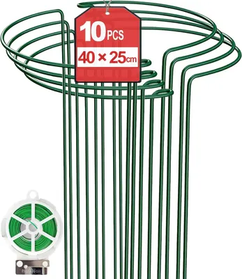 Obrázek produktu pro Sada 10 půlkruhových opěrných tyčí o rozměrech 30x40 cm pro okrasné rostliny v zahradě