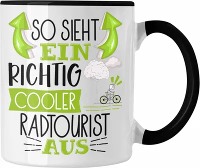Produktbild von Trendation - So Sieht Ein Richtig Cooler Radtourist Aus Geschenk Tasse Lustiger Spruch Geschenkidee (Schwarz)