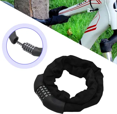 Image de EINFEBEN Antivols pour vélo Antivol à chaîne noir à chiffres Haute qualité 120cm