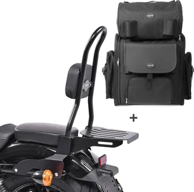 Immagine prodotto di Sissy Bar CSL Fix + Borsa posteriore XL per Chopper / Custombike Iron 18-20