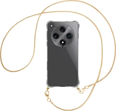 Produktbild von Handykette Backcover-Schutzhülle mit Band (Metall goldfarben) für Oppo Find X8 Pro 5G - goldfarbene Snake-Kette